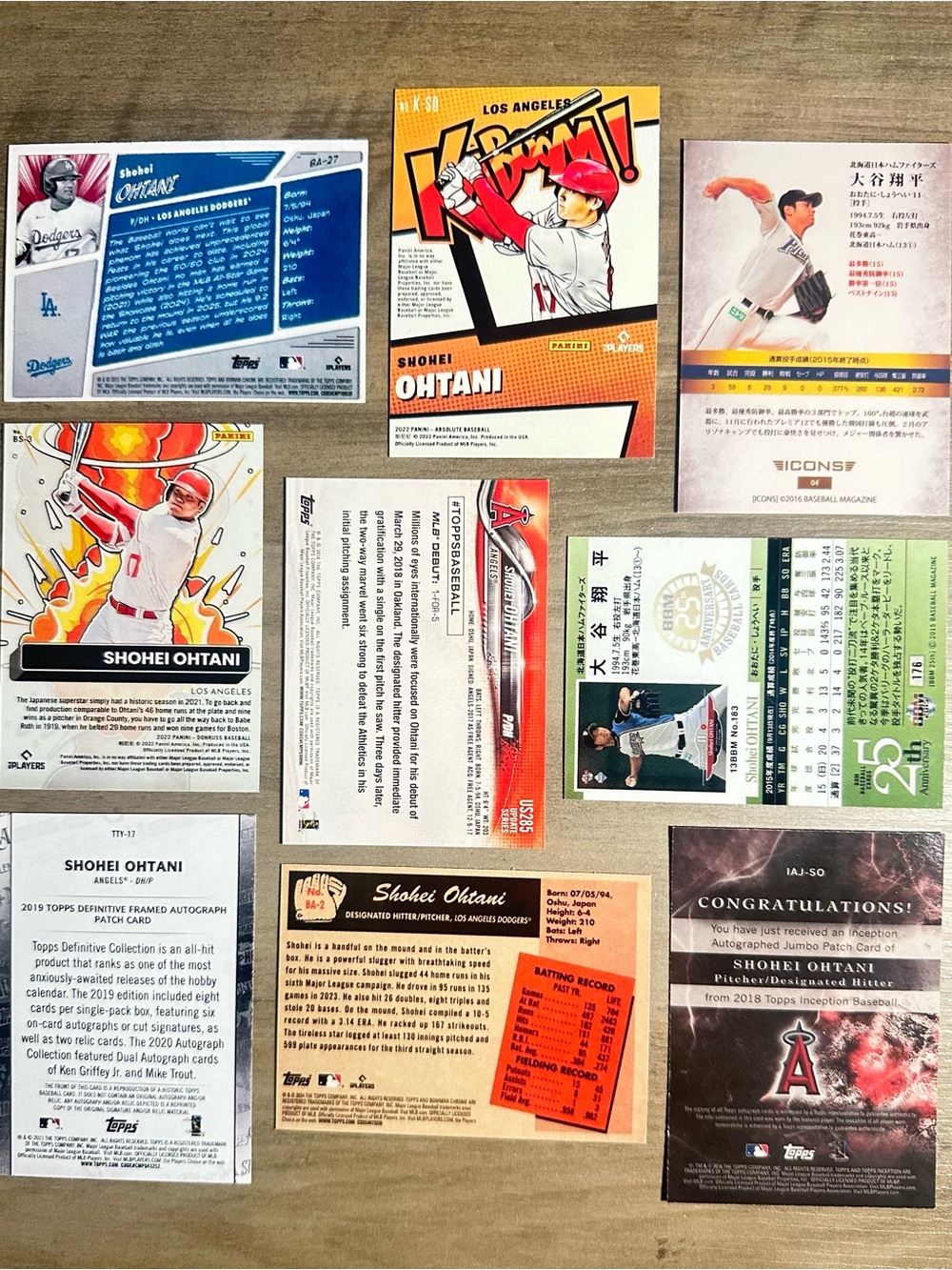 Shohei Ohtani Signed Roolie Lot of (9) Kaboom Anime Novelty Cards. - Picture 2 of 2